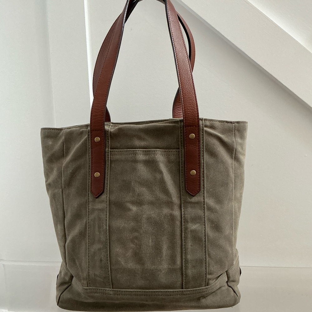 Tecovas Olive Canvas Bag with Brown Leather Patch